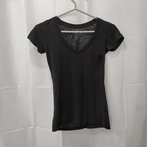Black Lightweight V-Neck Tee with Pocket